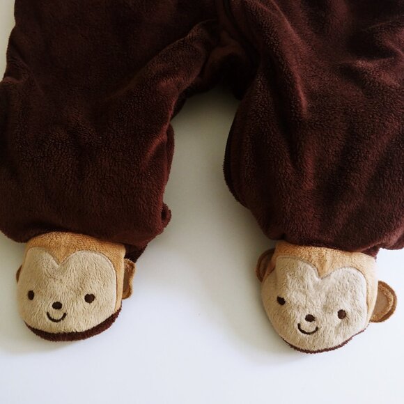 Just One You Carter's Soft Fleece Monkey Hooded One-Piece Sleeper 6 Months - Picture 8 of 10